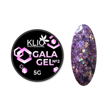 KLIO  Гель-лак с шестигранниками  GALA GEL  5г (банка)  №02